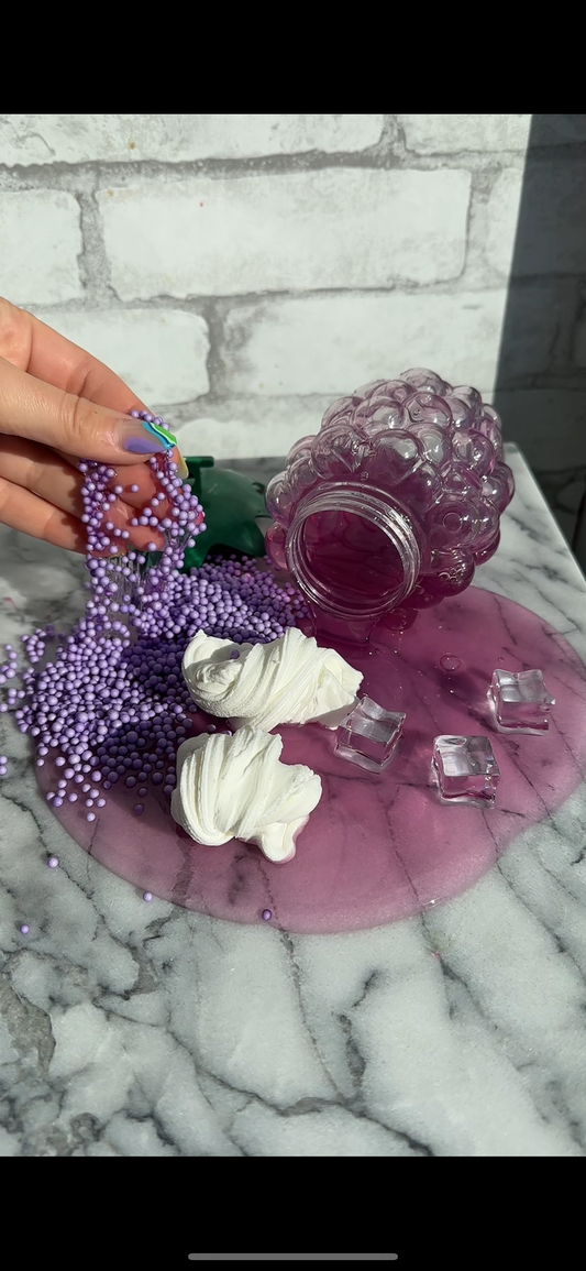 Purple Grape Water Slime DIY KIT: Clay, Beads, Charm, Ice Cube Charms Pineapple Water Slime DIY KIT: Clay, Beads, Ice Cube Charms + Extra Container