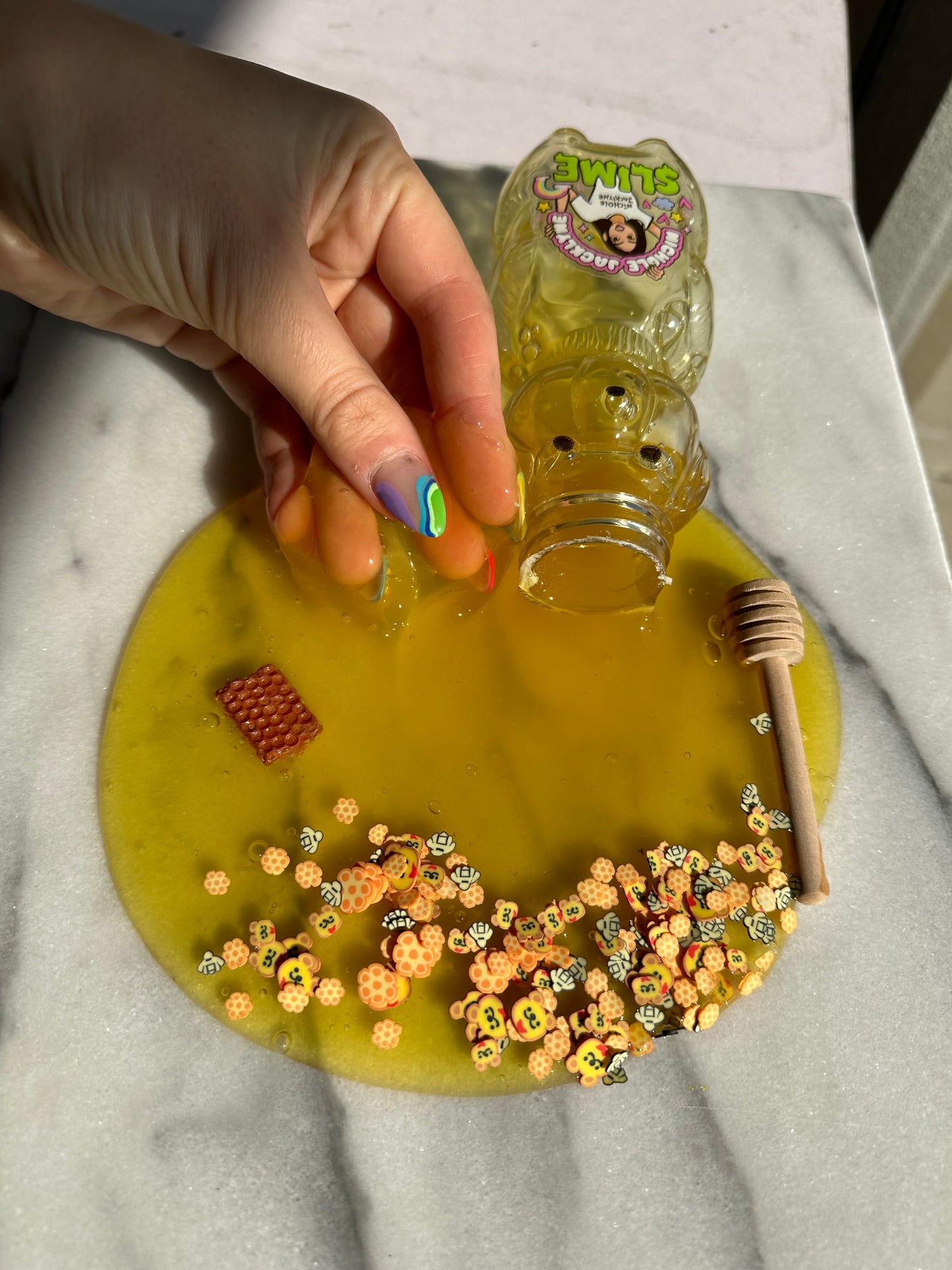 HoneyBear Water Slime DIY + Honey wand & honeycomb 🍯