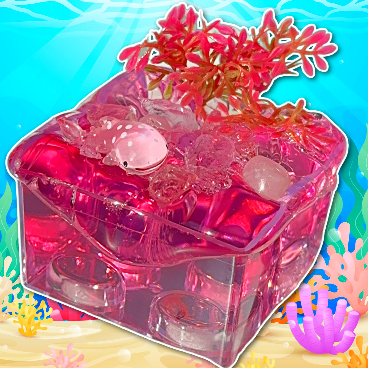 DIY Block Fish Tank Pink Clear Slime