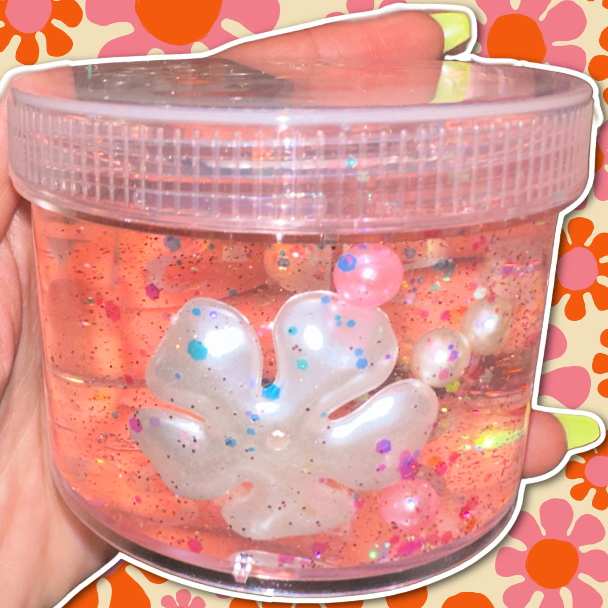 Retro Flower Thick Clear Slime