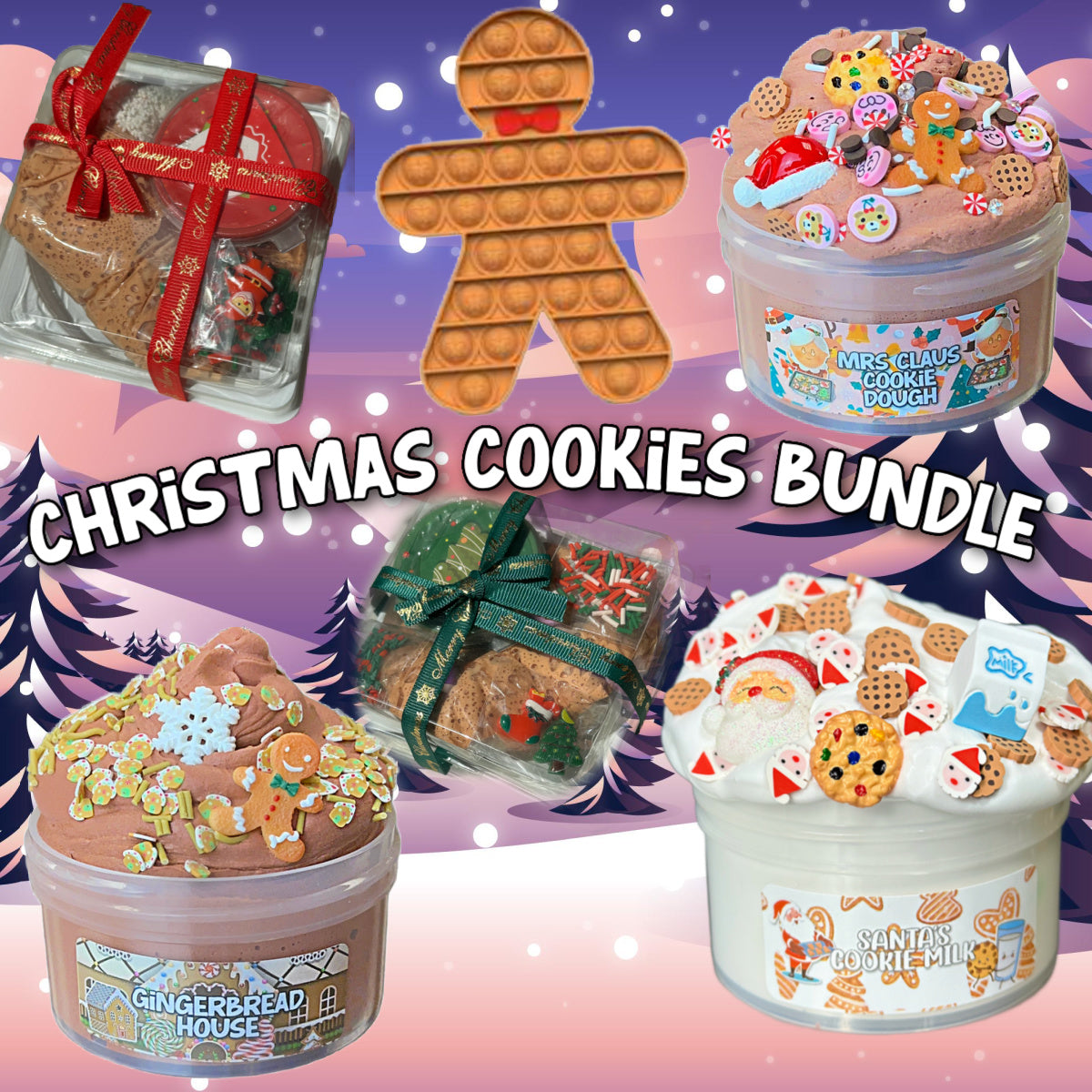 Christmas Cookie Slime + Fidget Bundle