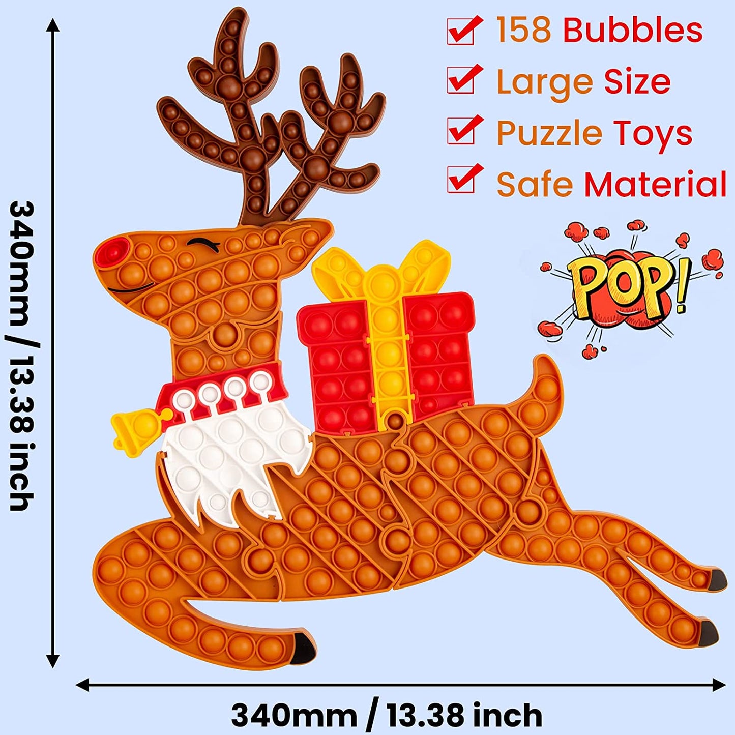 Reindeer Pop It Puzzle Fidget Christmas