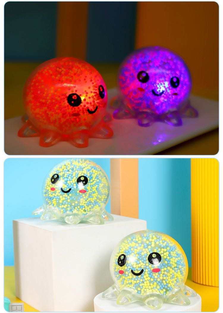 Octopus Stress Ball Light Up with Foam Beads 1PC