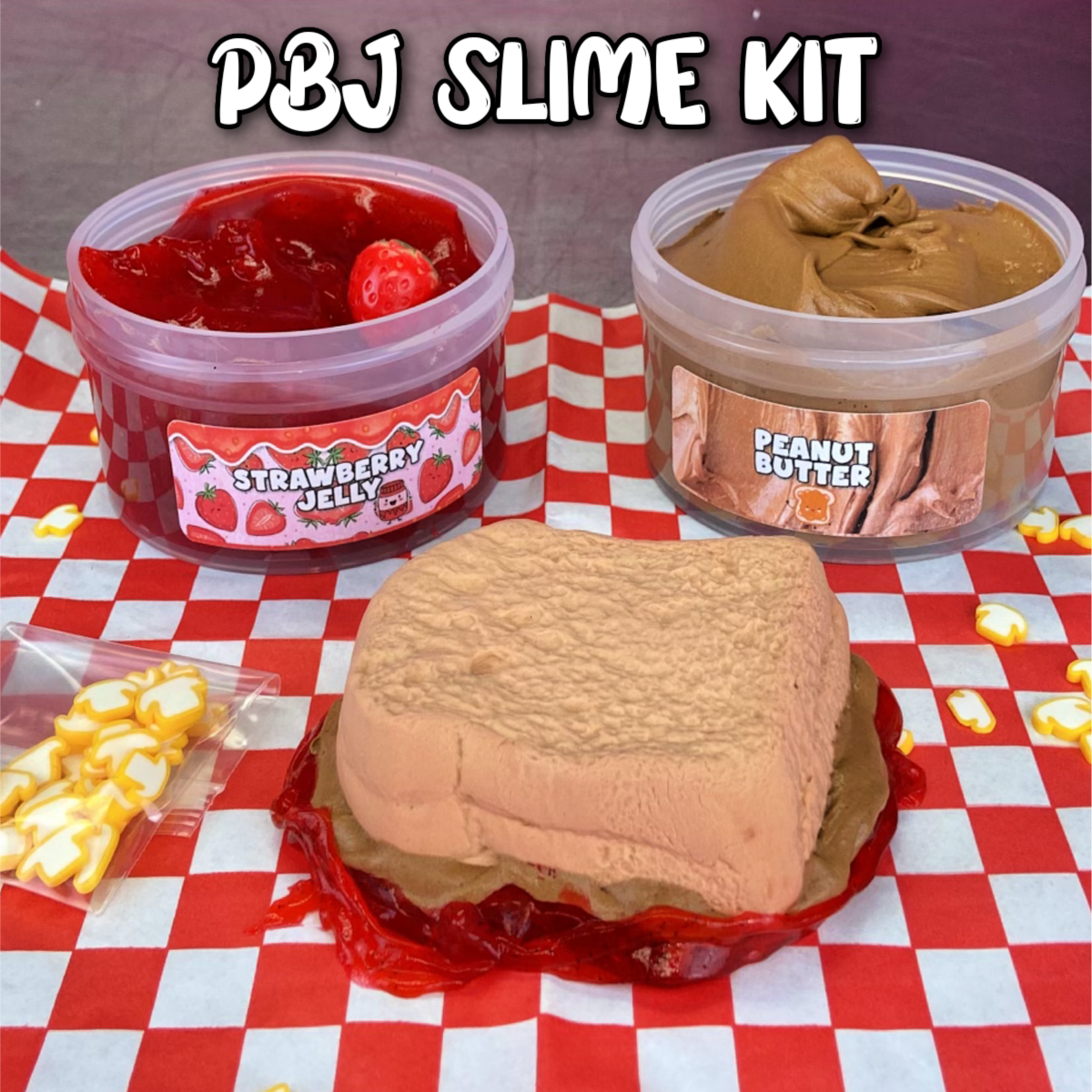 Peanut Butter & Jelly Slime DIY Kit: 2 slimes, bread clay + add ins!